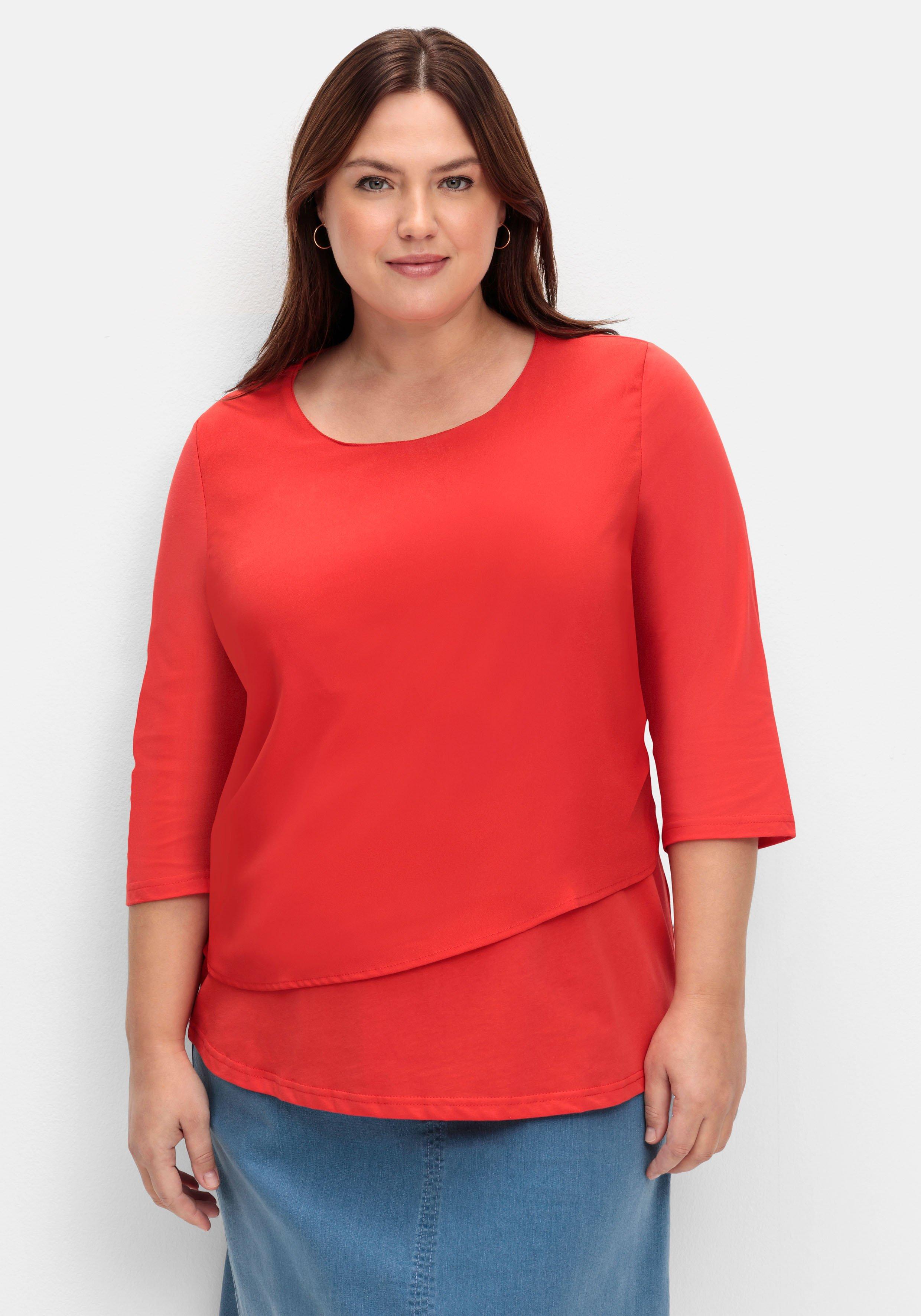 3/4-Arm-Shirt in Layeroptik, im Materialmix