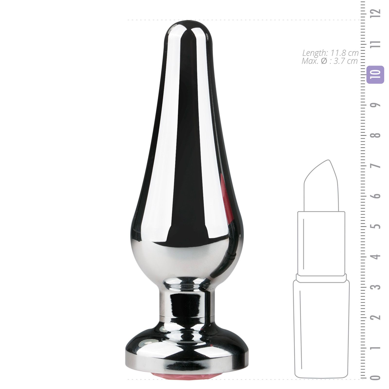 Easytoys - Analplug Silber Kegelförmig mit Zierstein in Pink