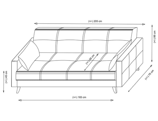 CONCEPT1 - Canapé lit Polya 3 places rouge carrelage 205 x 75 x h86