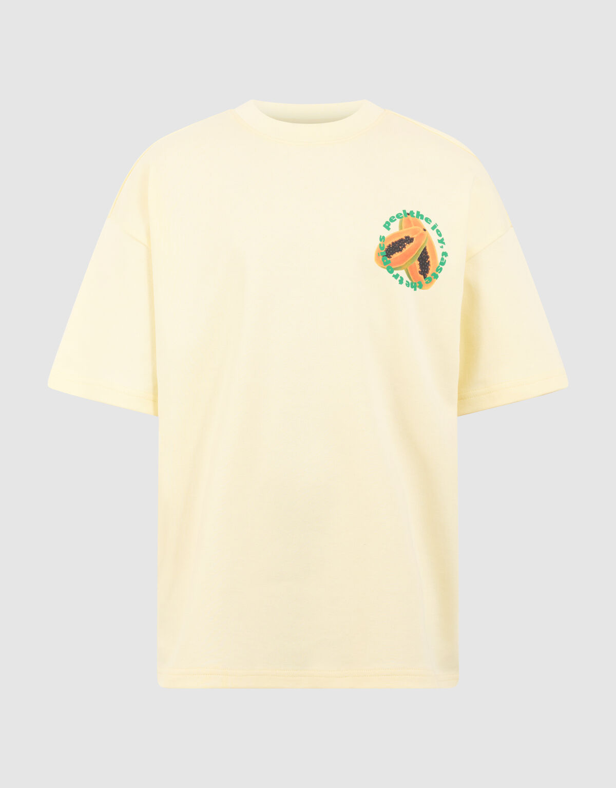 Papaya Artwork T-shirt Lichtgeel