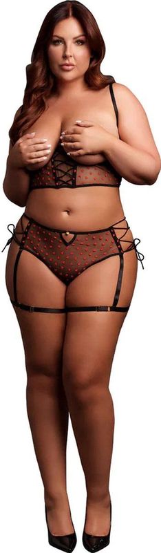 Le Désir - Lingerieset - 2 Stuks - Open Cup Beugel-bh en Panty - Plus Size