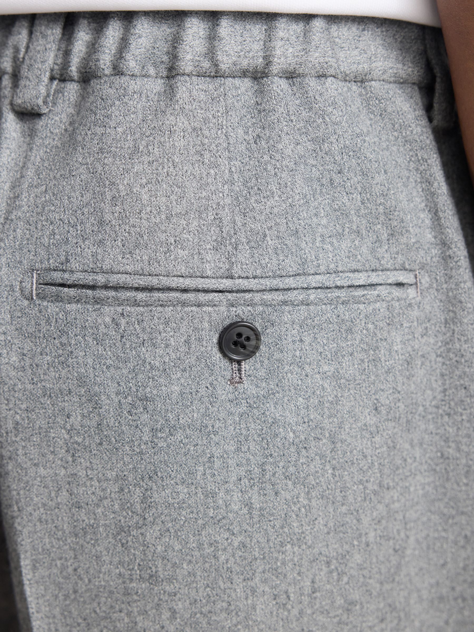 Grijs - Signature Regular Tapered 100% REDA Marino Wool Smart Trousers With Elasticated Back