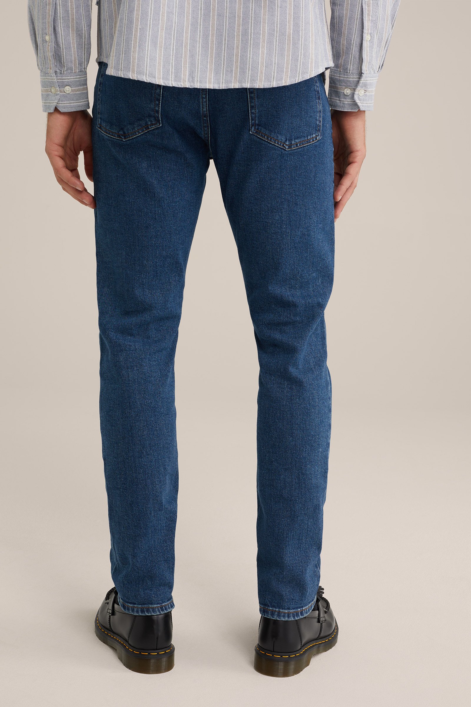 Rain ready slim fit jeans met medium stretch Fundamentals Donkerblauw