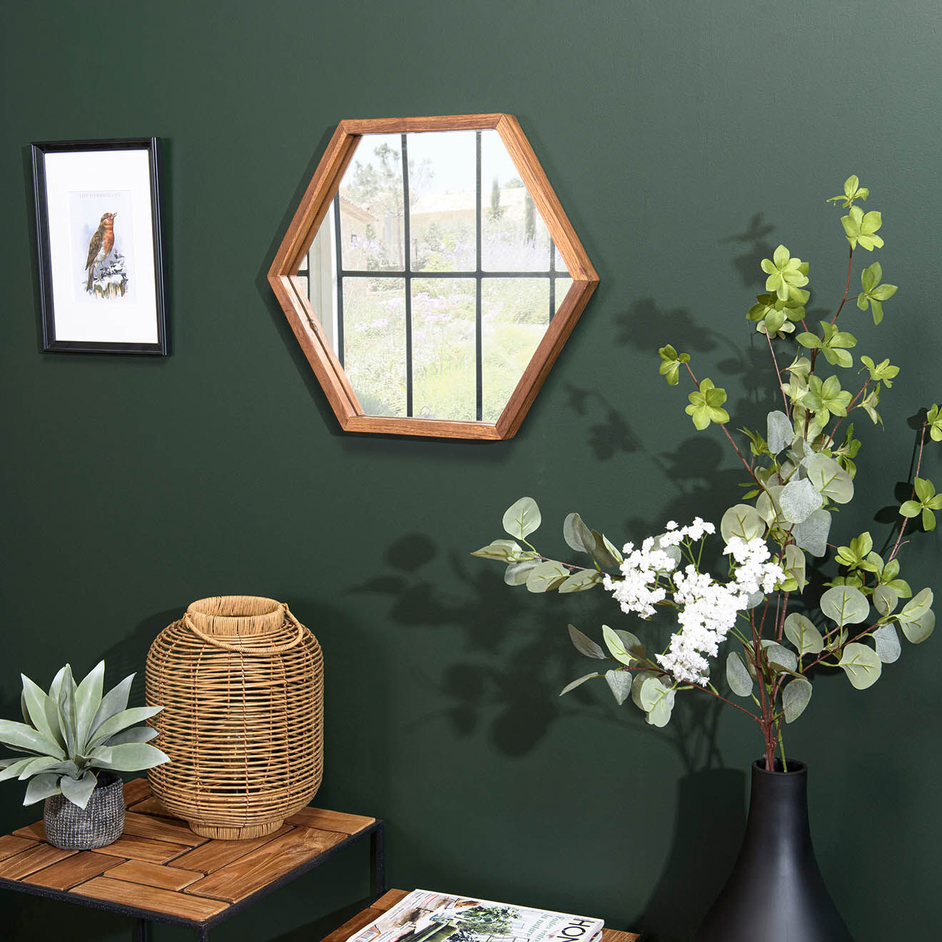 Macabane Miroir L hexagone Alida marron - 50x44 cm