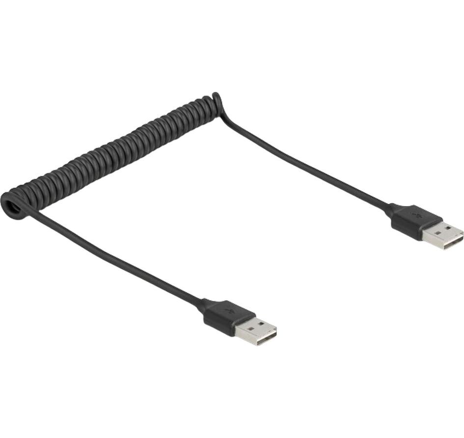 USB 2.0-Spiralkabel USB A - USB A 0.8 mFlexibles Spiralkabel für USB-Verbindungen