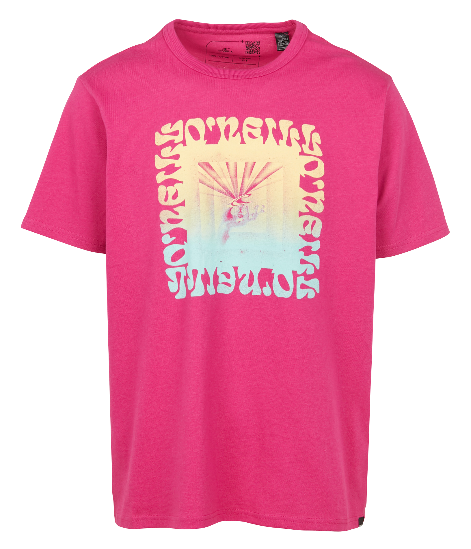 Tee-shirt col rond regular-fit imprimé en coton | Rose