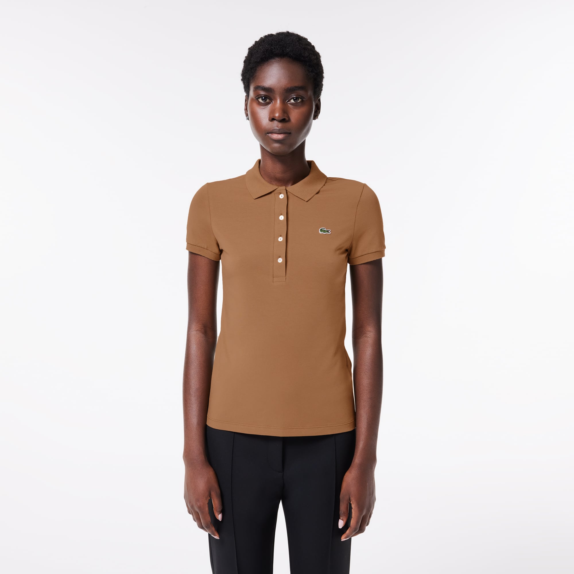 Polo L.12.D slim fit en jersey Manches Courtes - Marron - Lacoste - Femme