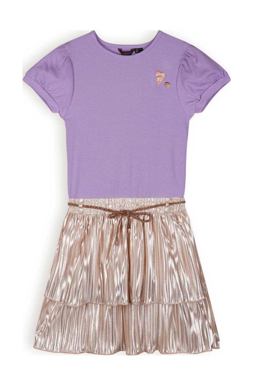 NONO metallic T-shirtjurk Moran paars/zand