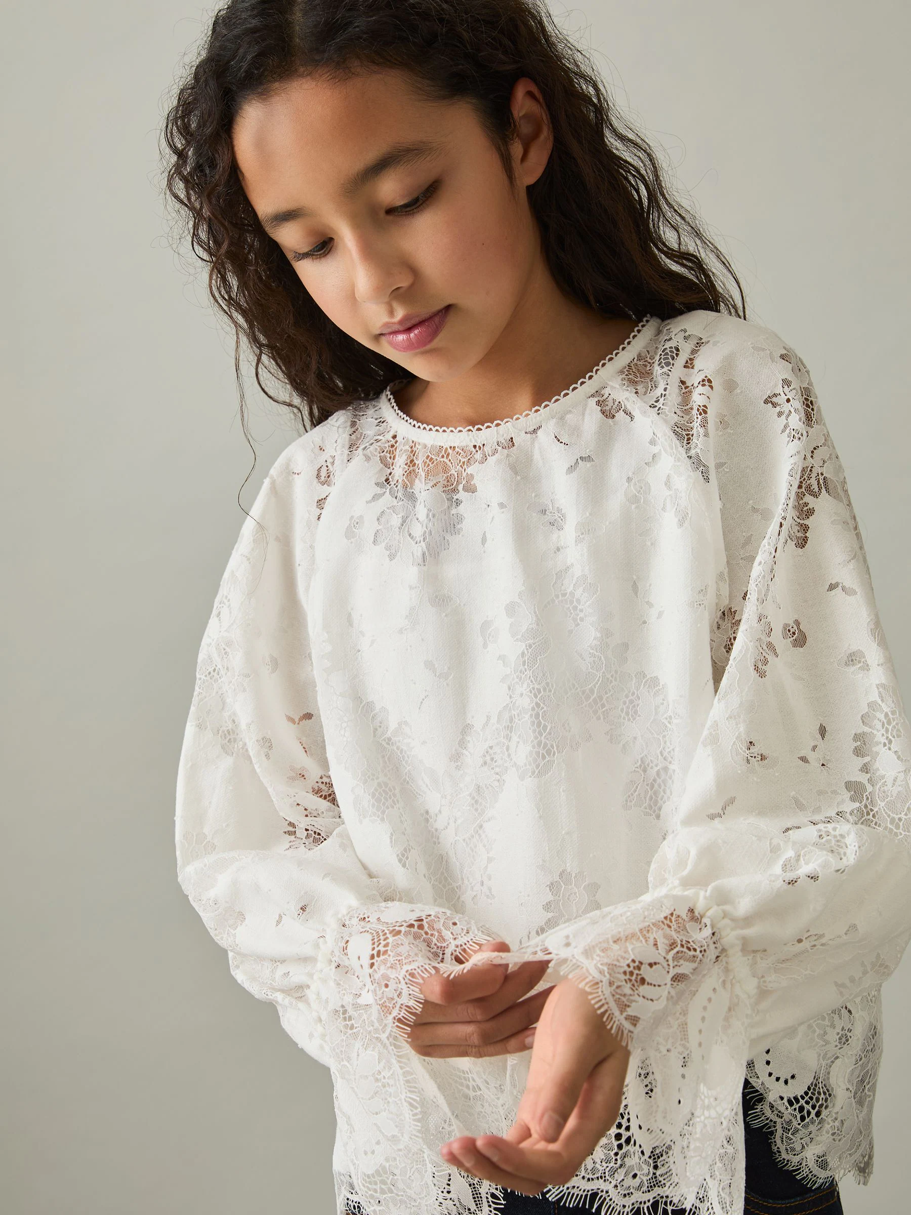 Reiss Emilia Lace Long-Sleeve Top