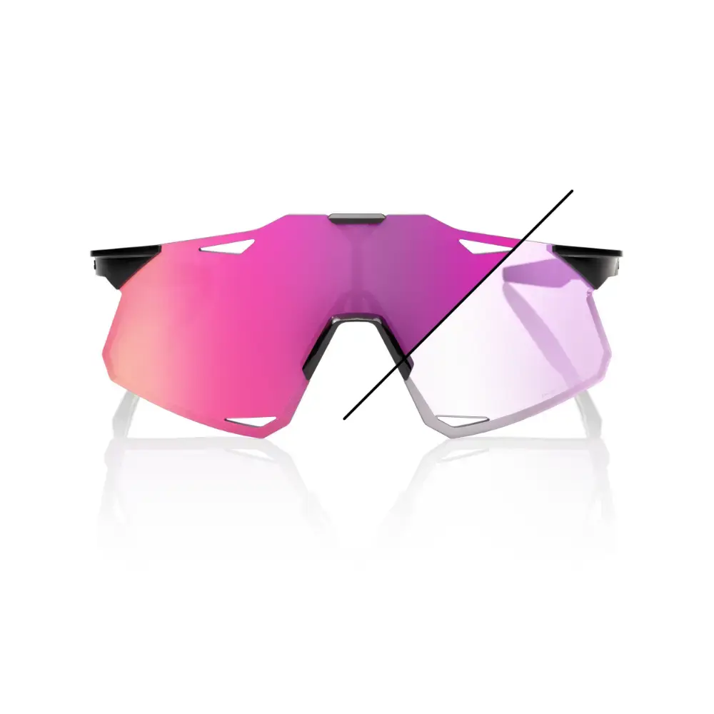100% Hypercraft Sport Zonnebril Zwart met Photochromic Purple Mirror Lens