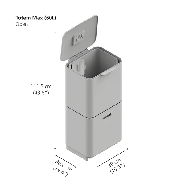 Poubelle Totem Graphite 60 L - 2 compartiments 30 L Joseph Joseph