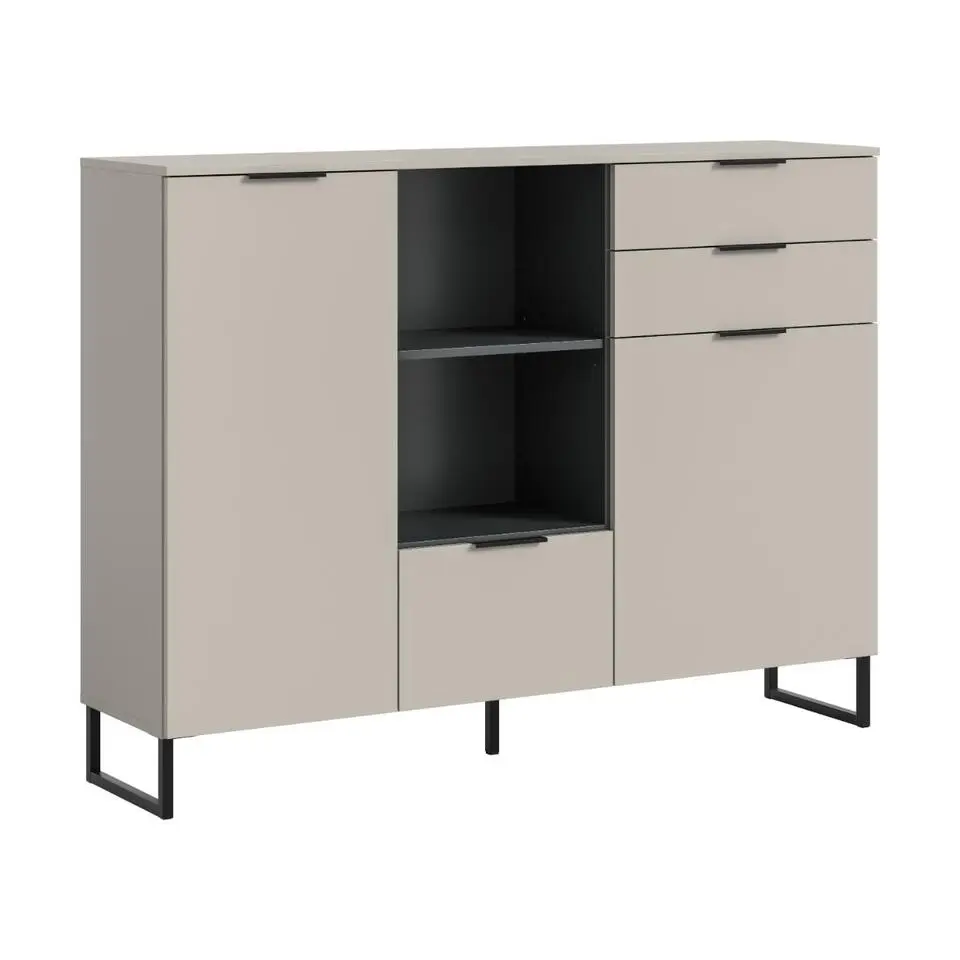 Hioshop Noida dressoir 2 deuren- 1 vouwdeur- 2 lades- 2 planken kasjmier decor
