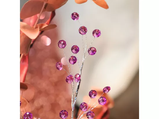 Branche de fleurs «Pastilles Cristal» en verre violet 90 cm