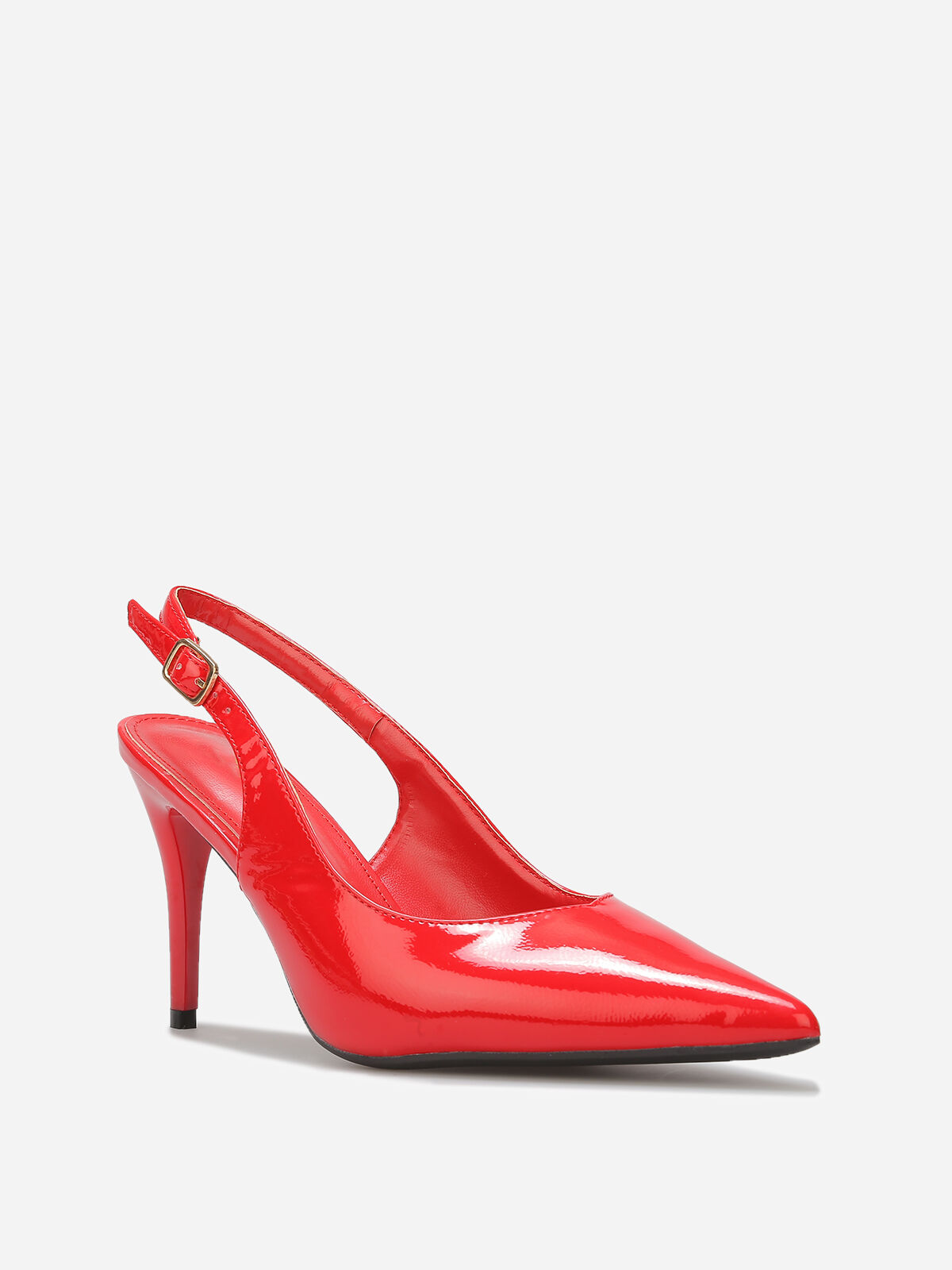 Escarpins slingback texturées vernies- Rouge