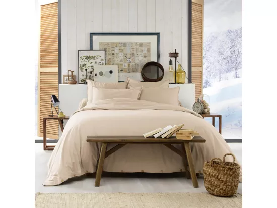 HEDDA - Taie d'Oreiller 50x70cm Flanelle de Coton Coloris Sable