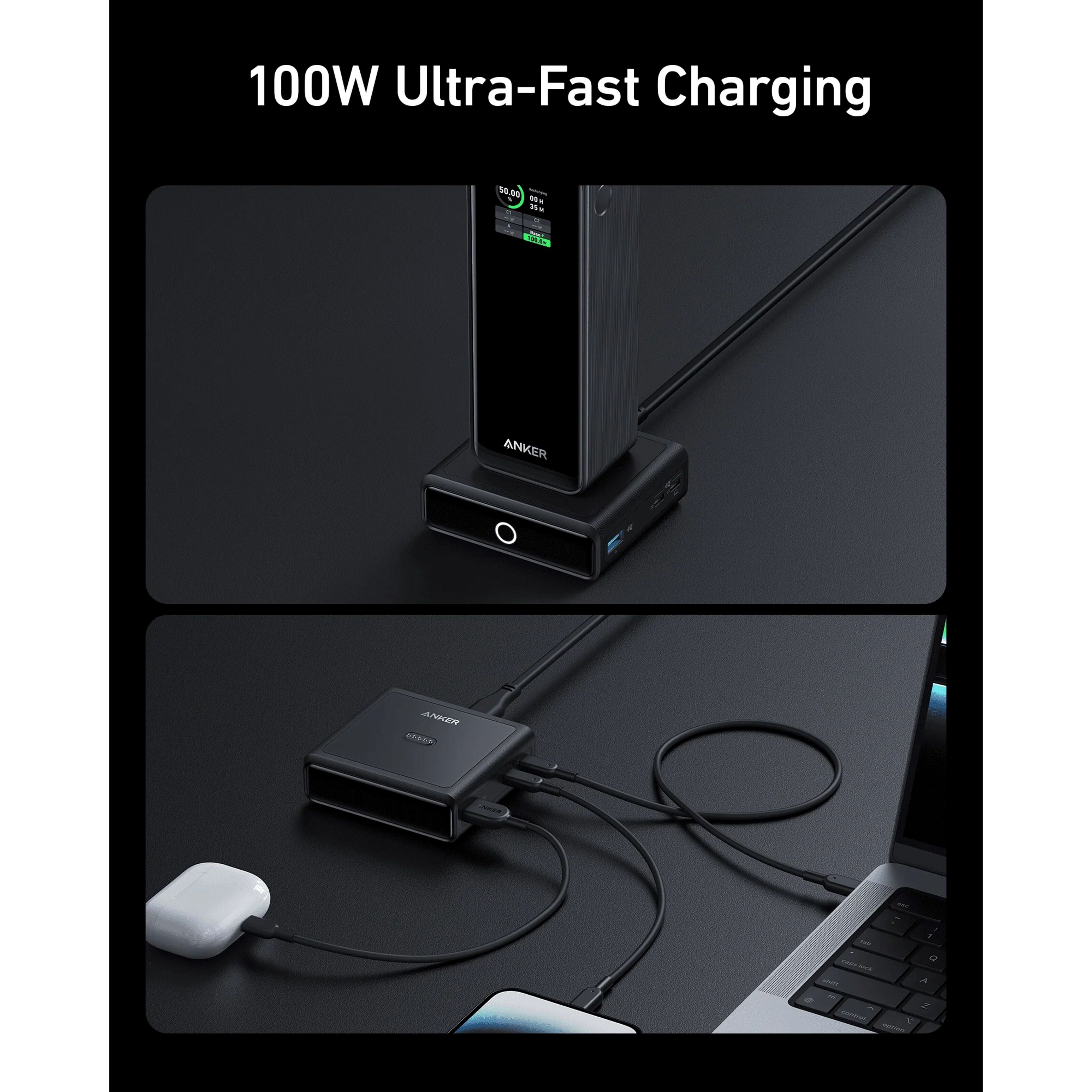 Anker 100W Ladestasjon for Anker Prime Powerbank