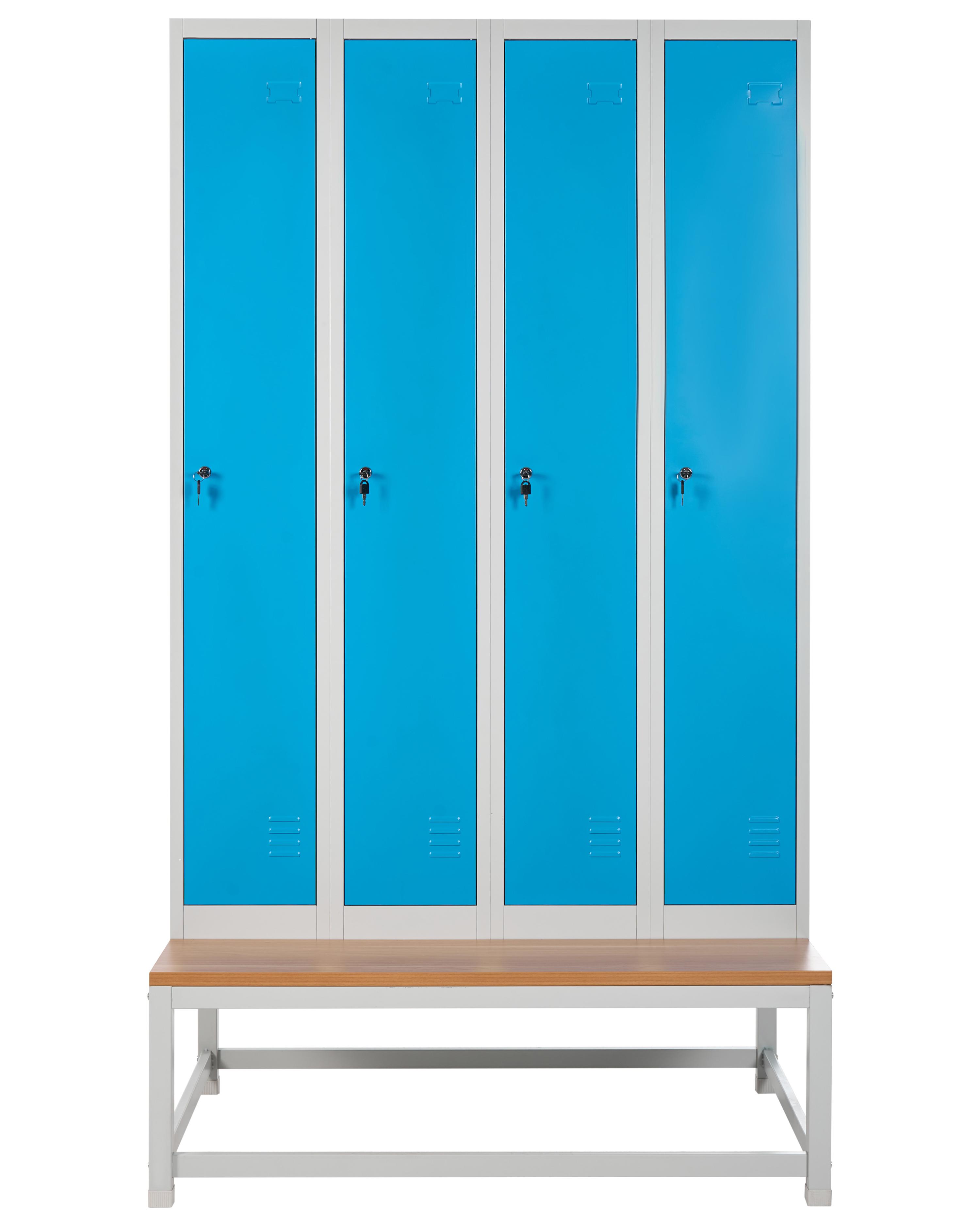 Locker met 4 deuren en bankje ATHLETE Metaal Grijs/blauw
