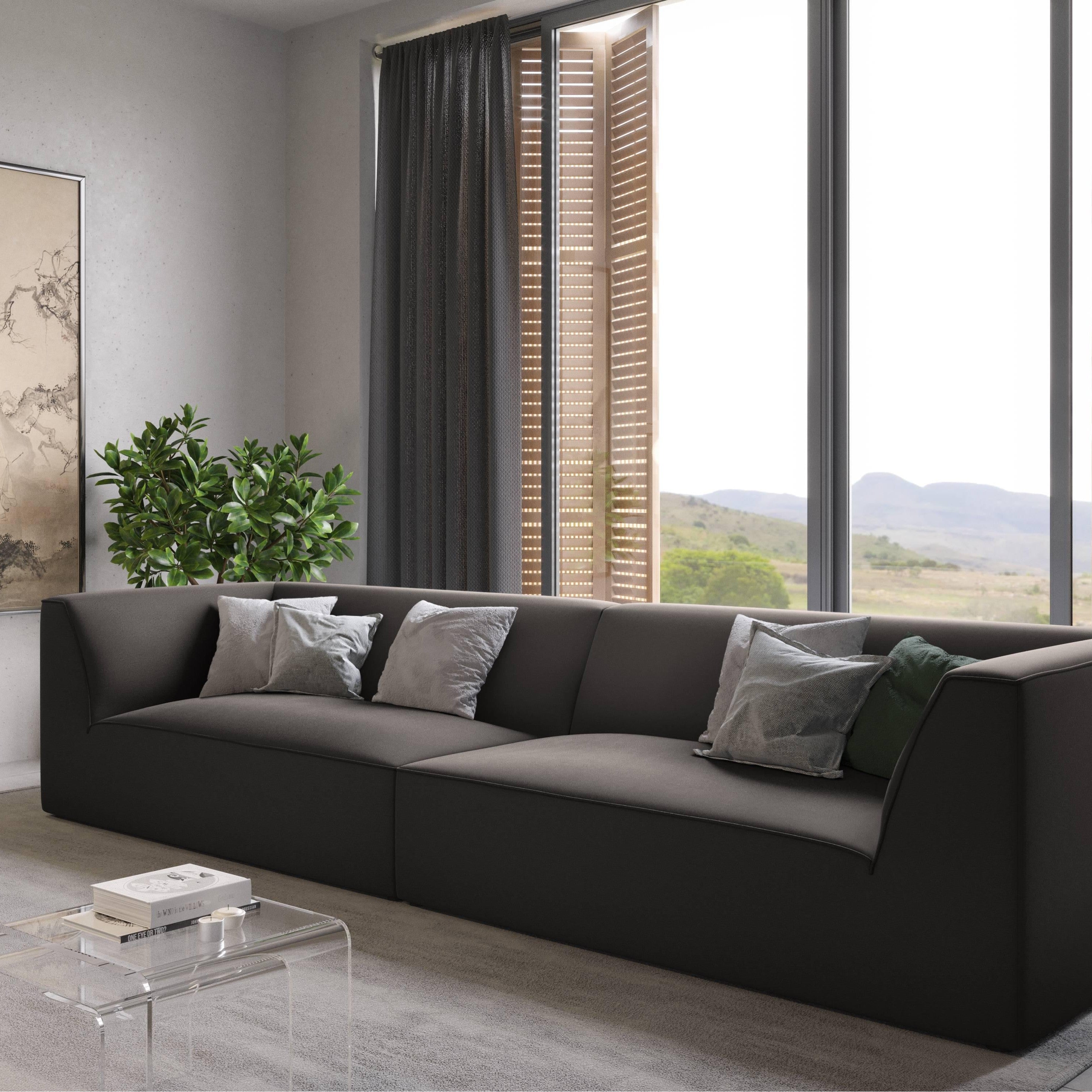 Windsor & Co Sao 4-zitsbank - Velvet - Donkergrijs