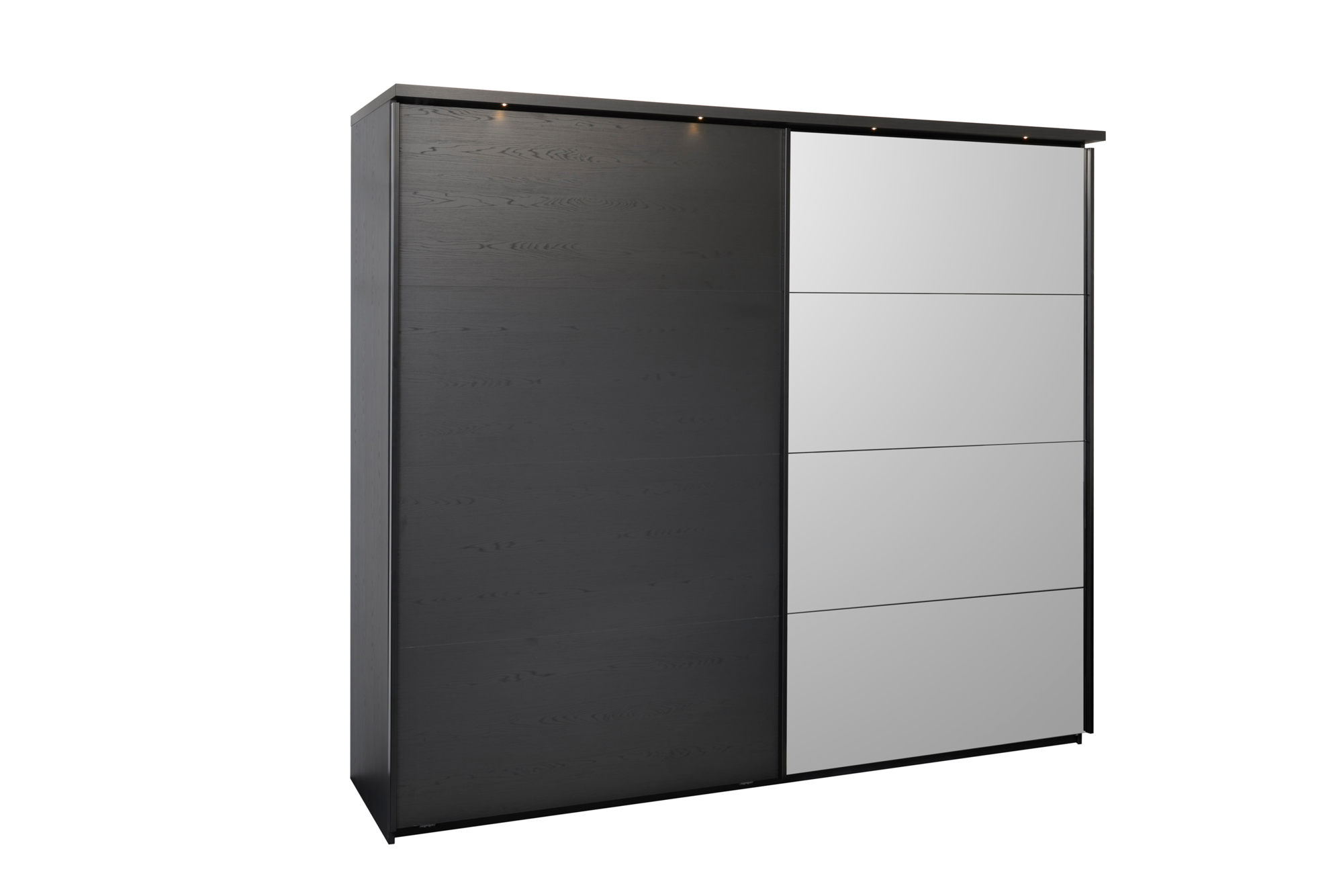 Kledingkast Nox 217 x 221 x 63 cm - Zwart + spiegeldeur