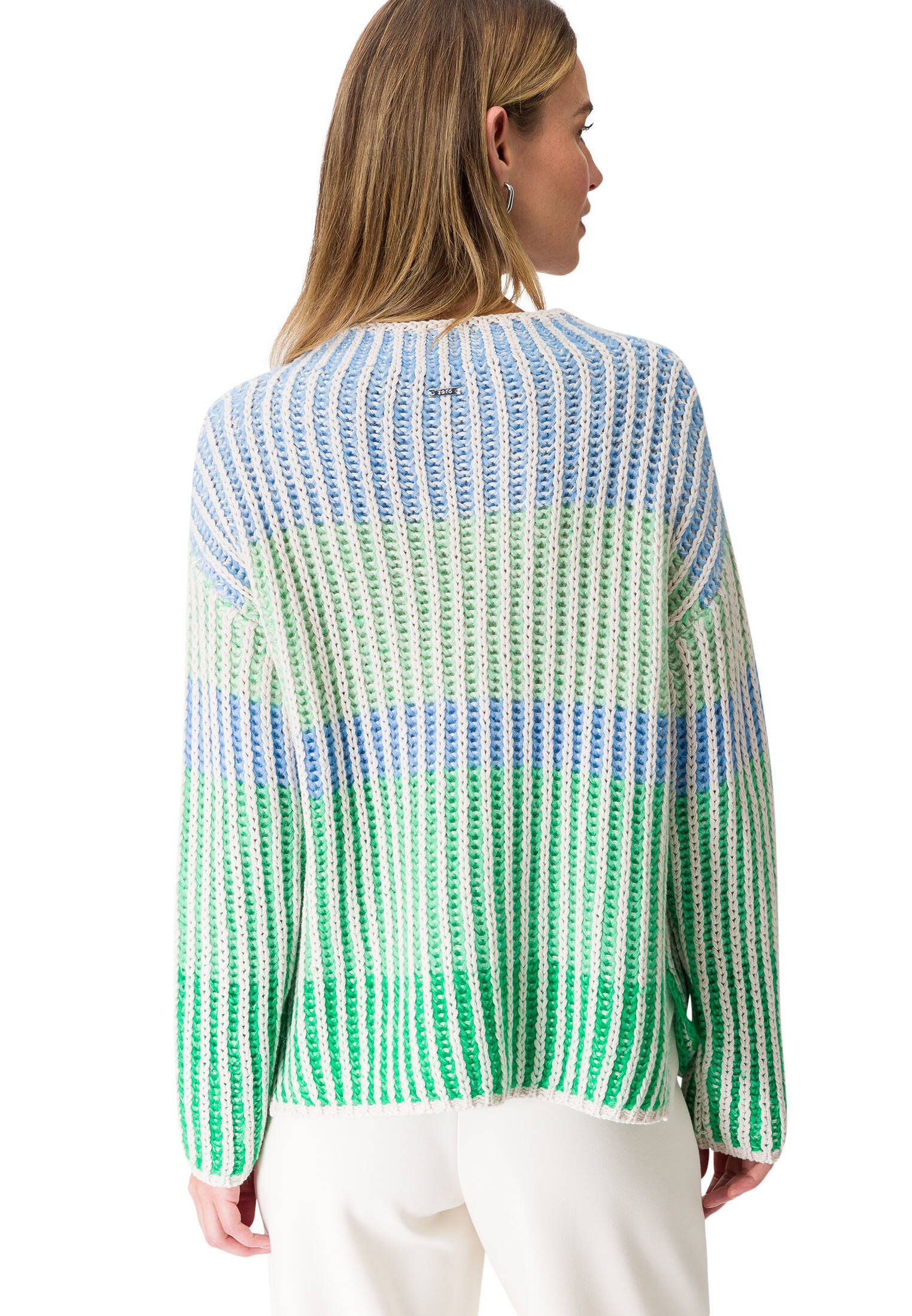 zero| Damen Grobstrickpullover mit Streifen