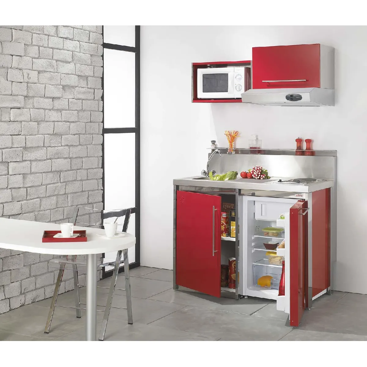 Kitchenette Moderna Metalline - Rouge Carmin