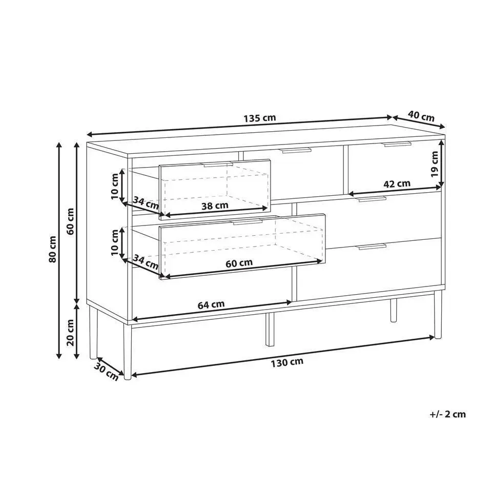 LEDUC - Ladekast 7 lades - Wit - MDF