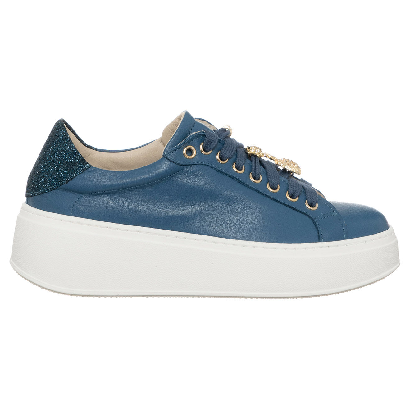 Loretta Pettinari Sneakers en Cuir Maé bleu foncé