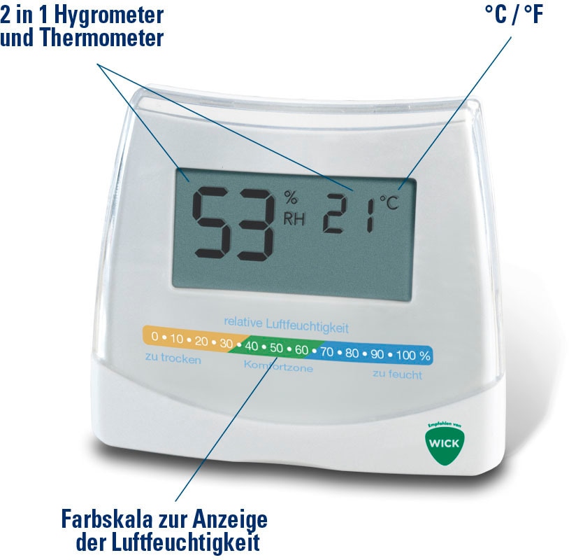 WICK Hygrometer »W70« 2-in-1 Hygrometer und Thermometer, inkl. 1,5V AAA Batterie