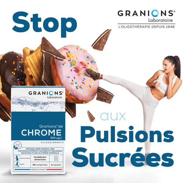 Comprimidos mastigáveis Granions Chrome - Anti-lanches - Embalagem com 2 x 60 comprimidos