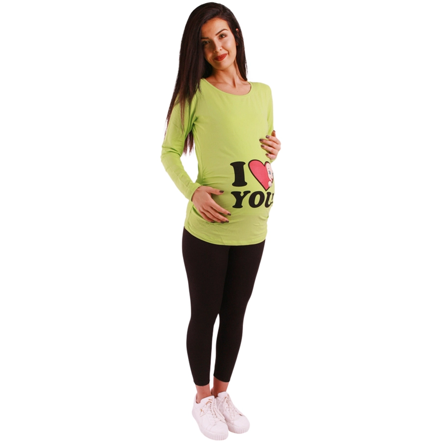 M.M.C. Umstandslangarmshirt I Love You mit Motiv Hellgrün