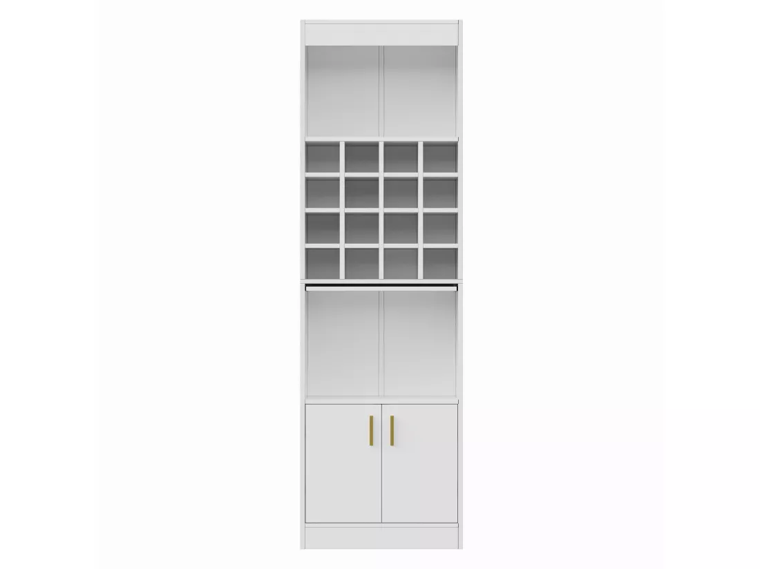 Vitrine avec 16 compartiments à vin - H 180 cm - en panneaux de particules - Blanc
