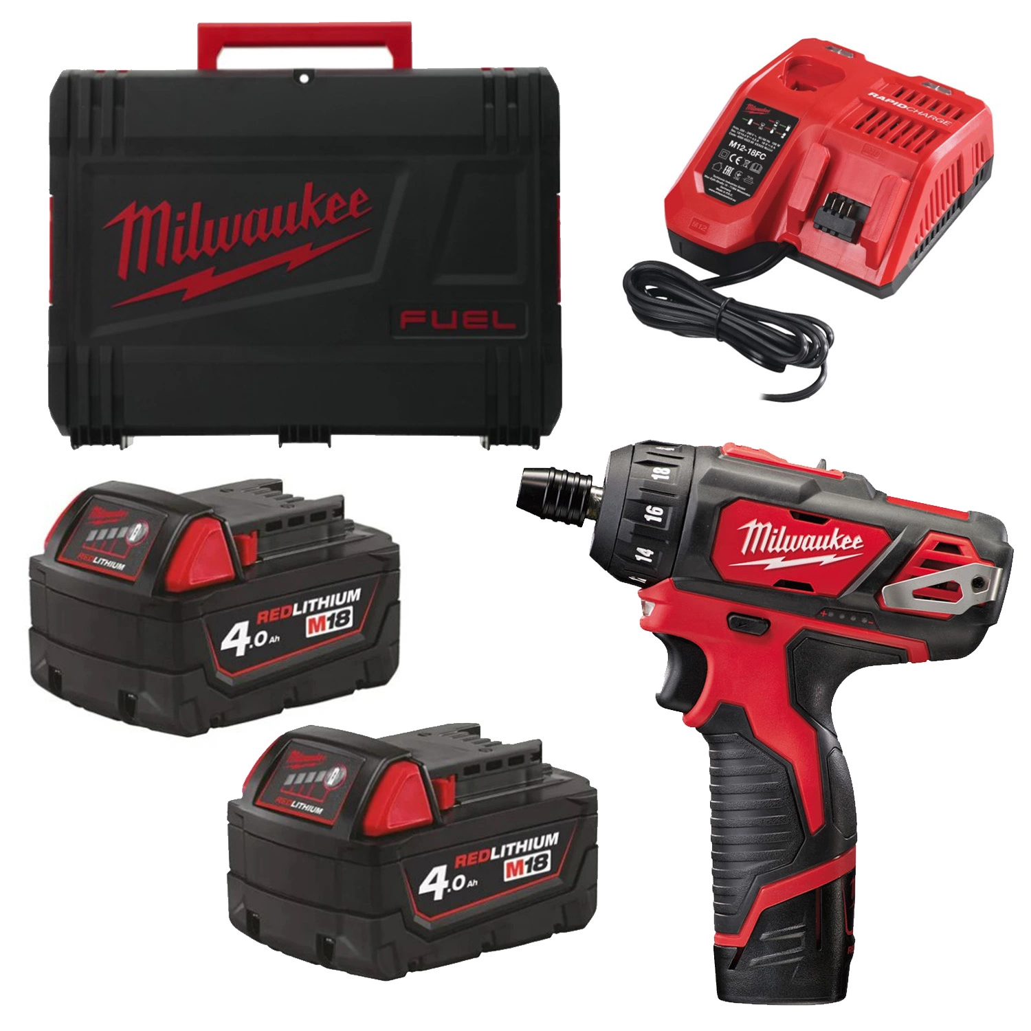 Milwaukee M12 BD-202C 12V Li-Ion accu boor-/schroefmachine set (2x 2.0Ah accu) in koffer