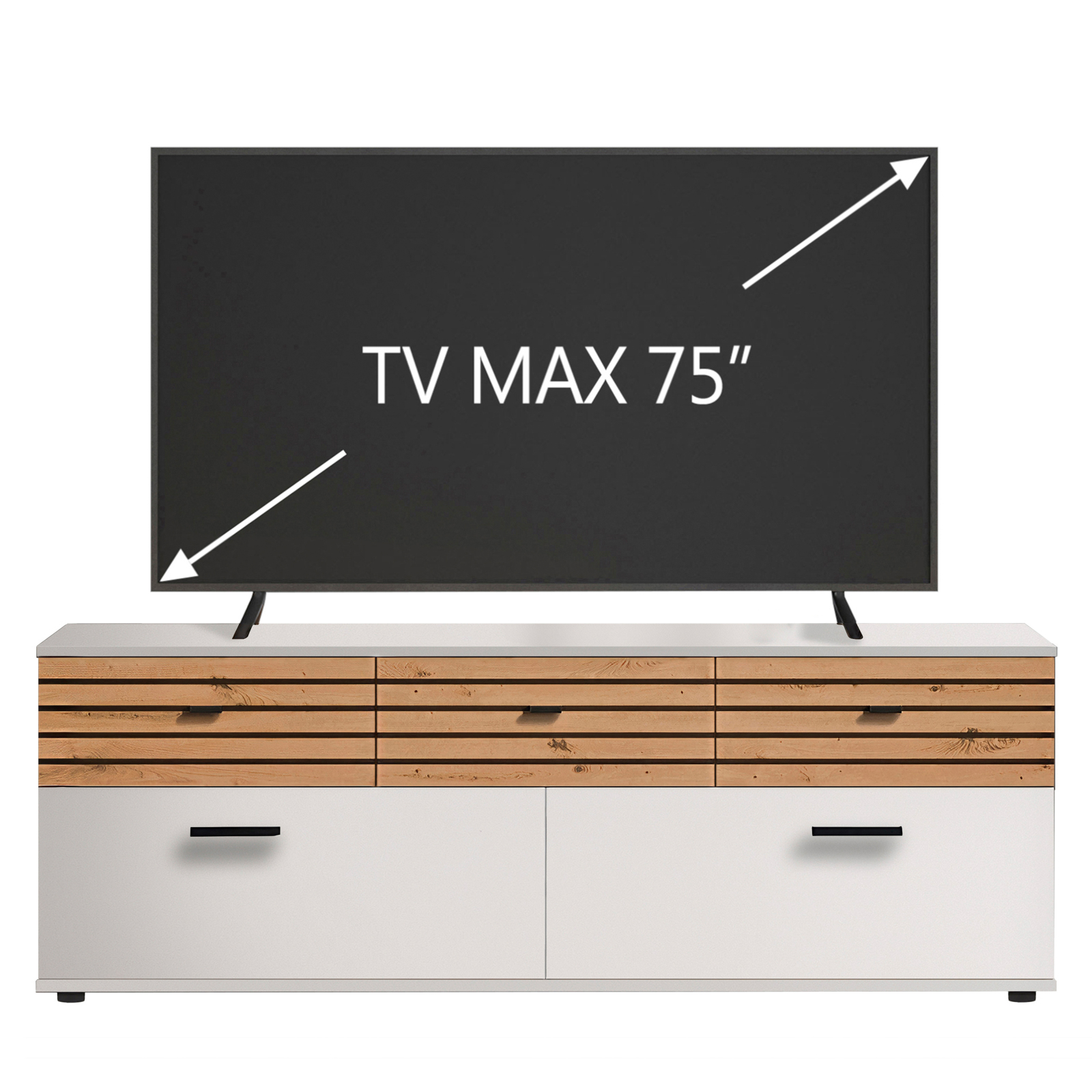 TV-Lowboard BARLET - weiß-Artisan Eiche - 168 cm