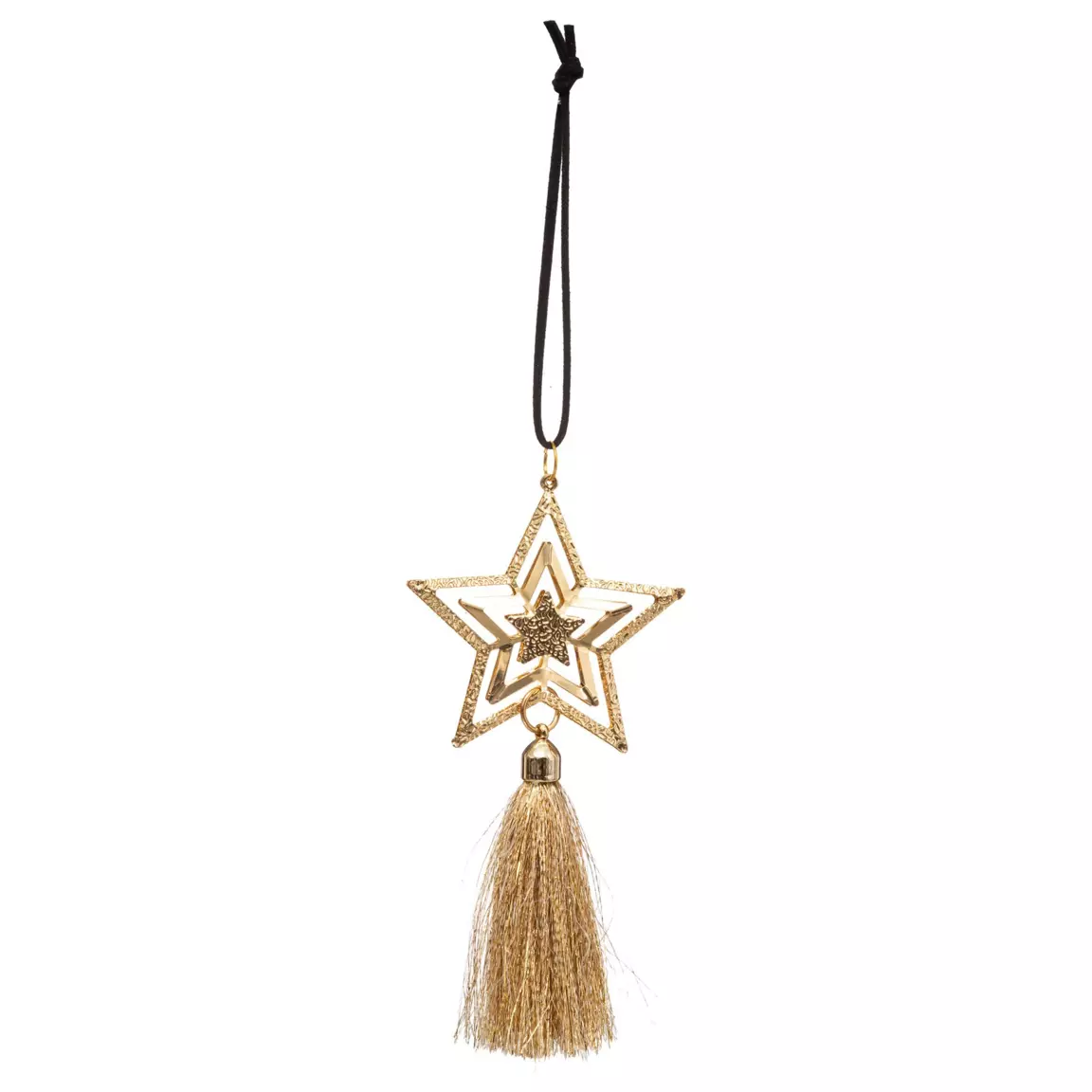 Etoile de Noël à suspendre (H13 cm) avec pompon Or