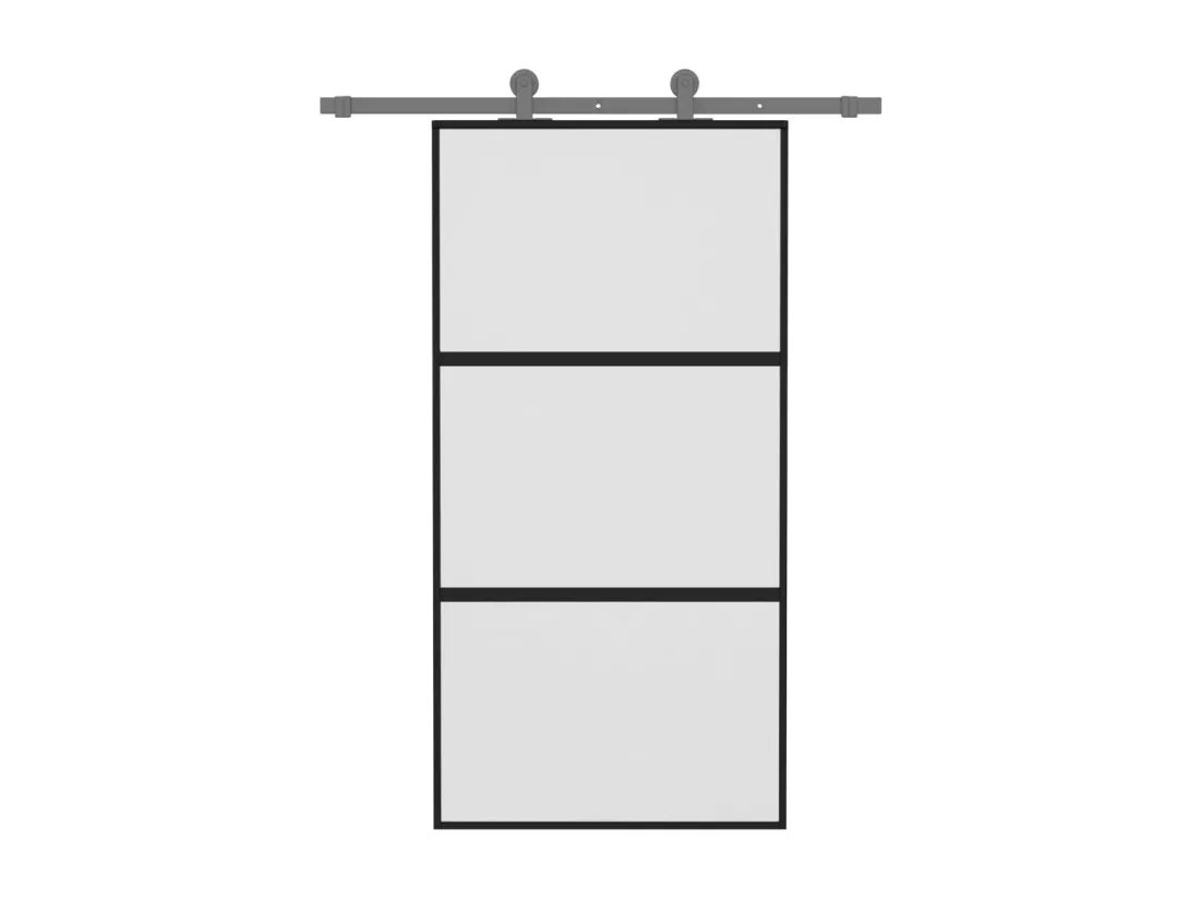 Porte coulissante noir 102,5x205 cm verre trempé aluminium