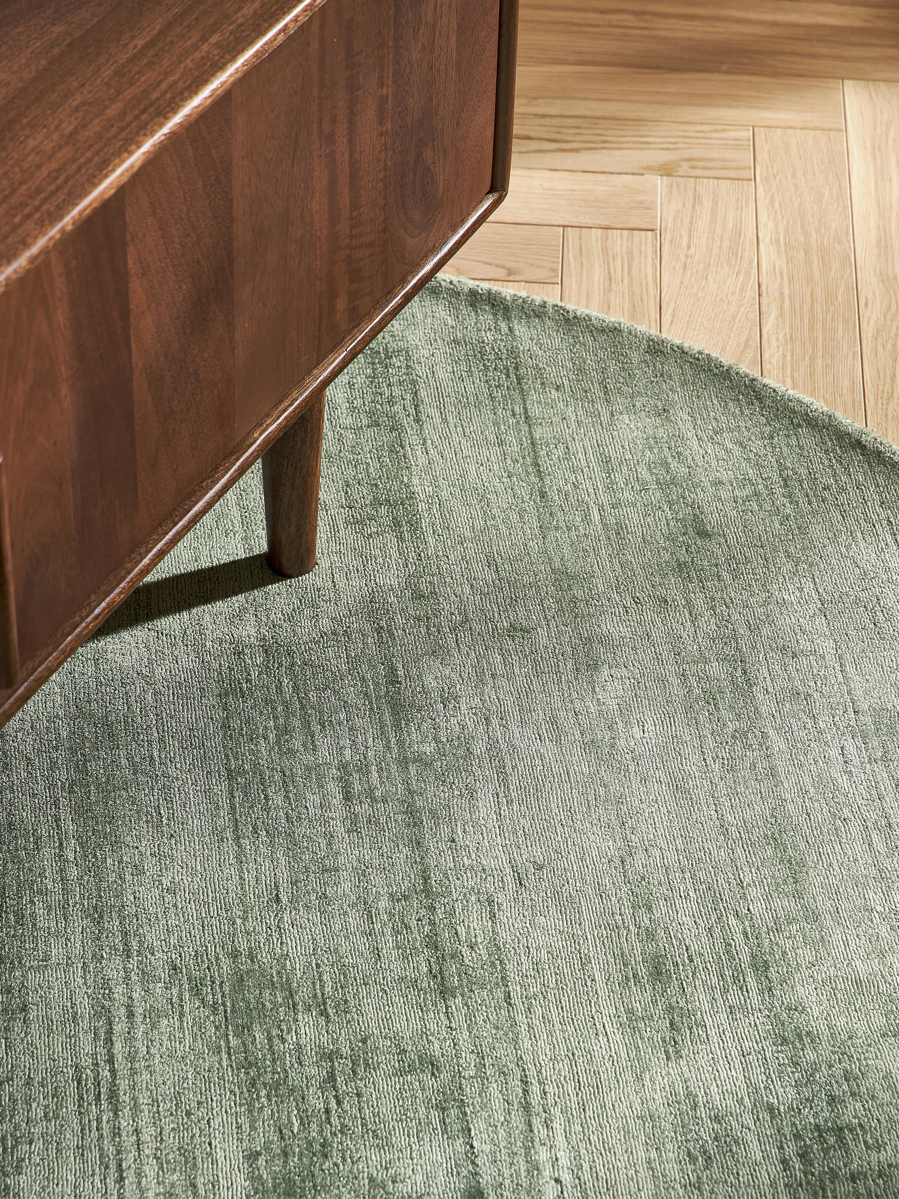 Rond handgeweven viscose vloerkleed Jane