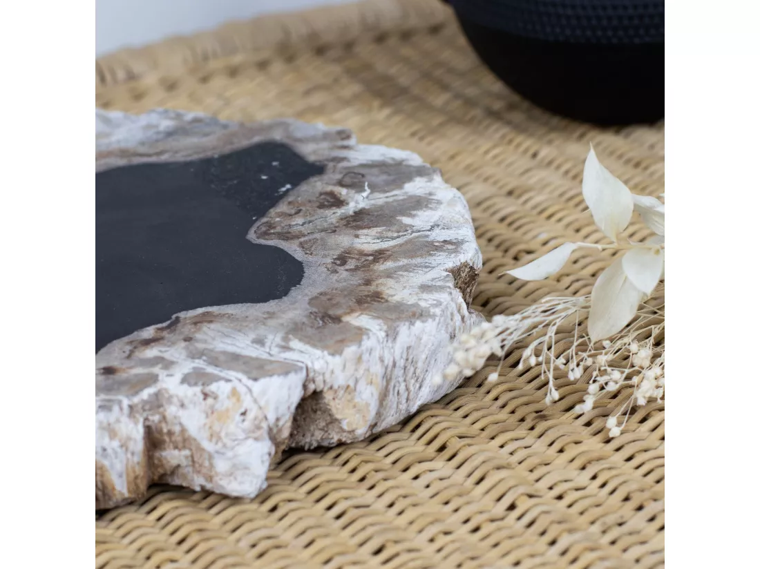 Now's Home - Plateau De Presentation En Bois Petrifie Nuances 30x34x2cm Palu