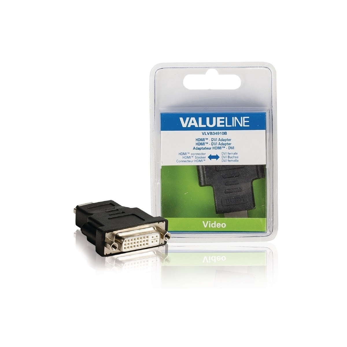 Valueline High Speed HDMI med Ethernet Adapter HDMI Kontakt - DVI-D 24+1p Hun Sort