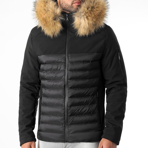 Doudoune Light Puff Avec Fourrure Beige 0055 Noir