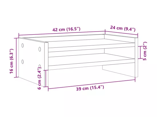 Support de moniteur vieux bois 42x24x16 cm bois d'ingénierie
