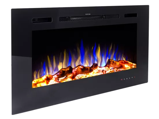 Cheminée électrique CALBUCO - Murale ou encastrable - L101,6 x P14 x H54,4 cm - Noire