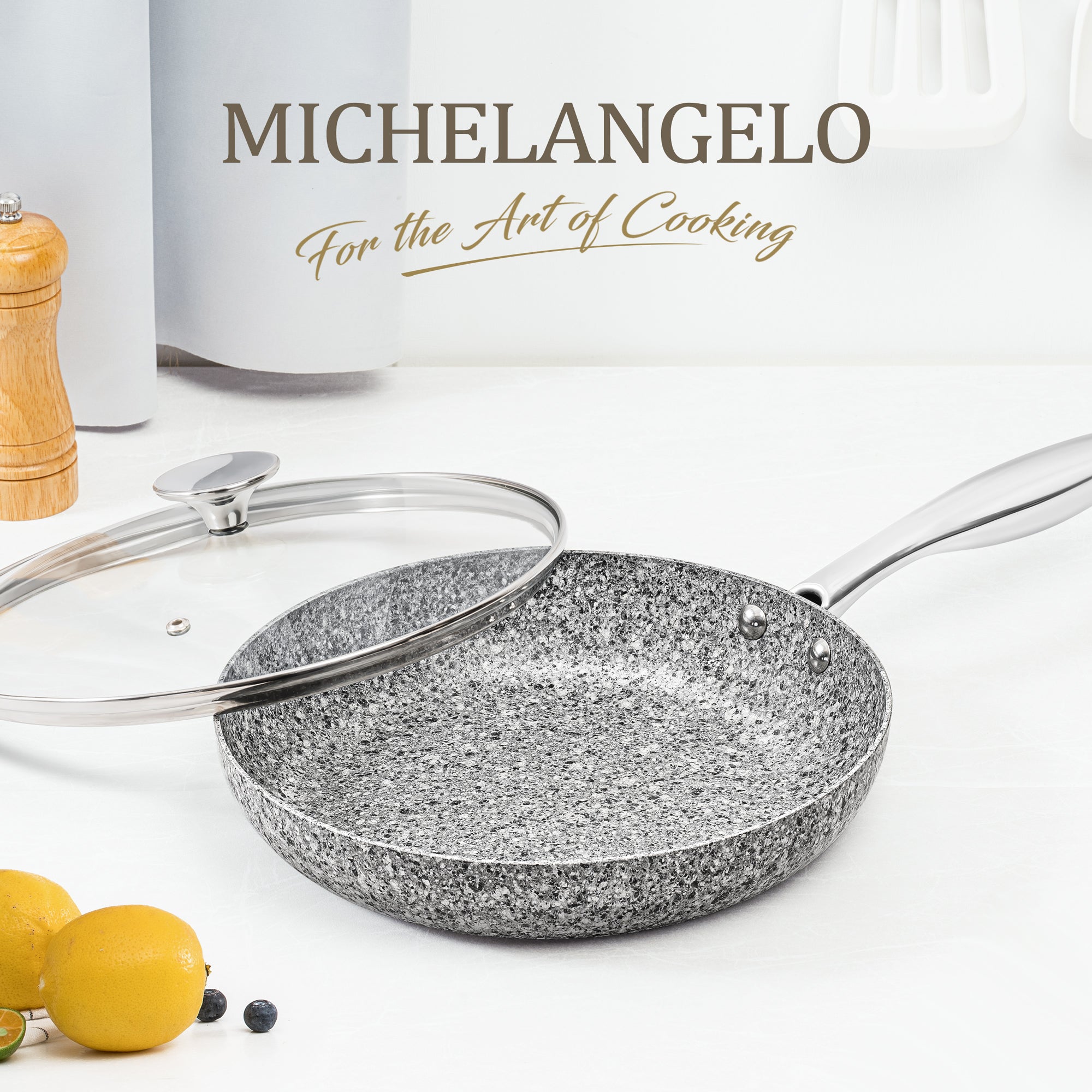 MICHELANGELO Frying Pan Set with Lid, 9.5