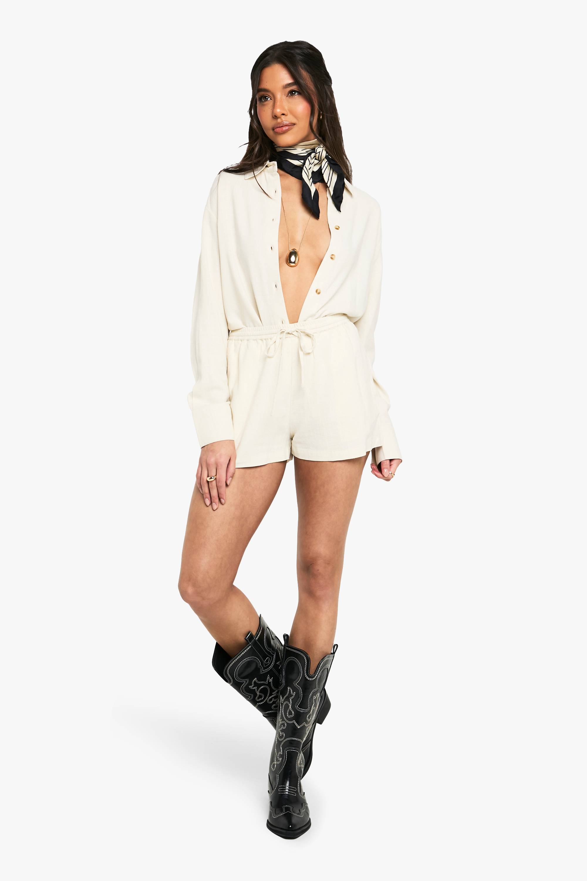 boohoo Chemise Oversize En Lin Premium