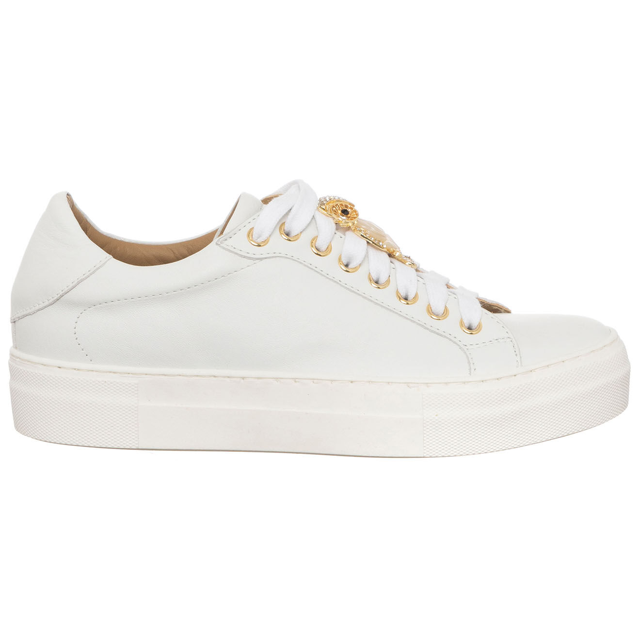 Loretta Pettinari Sneakers en Cuir Grazia blanches - Plateforme 3.5 cm