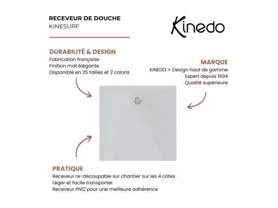 Receveur KINEDO Kinesurf Nova 90X90 blanc mat