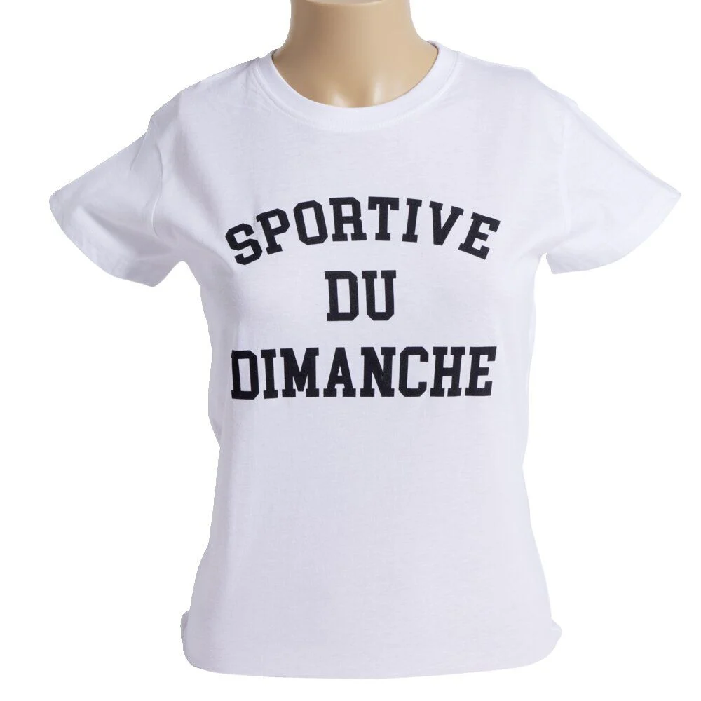 T-shirt femme inscription Sportive Du Dimanche coton blanc