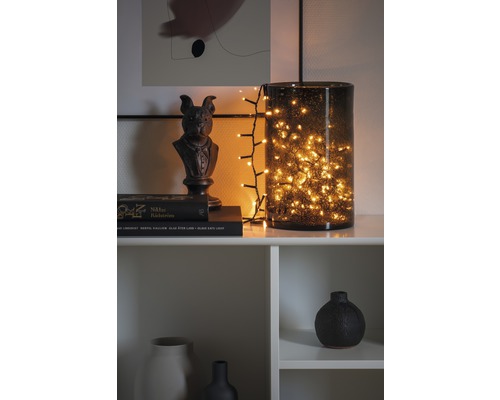 Konstsmide Micro LED Cluster String Lights, 4,38 m + 3 m aansluitdraad, 200 LED's, amberkleurige lichtkleur