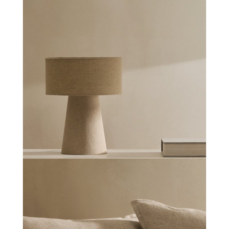 Lampe de table Algaida en tissu gris