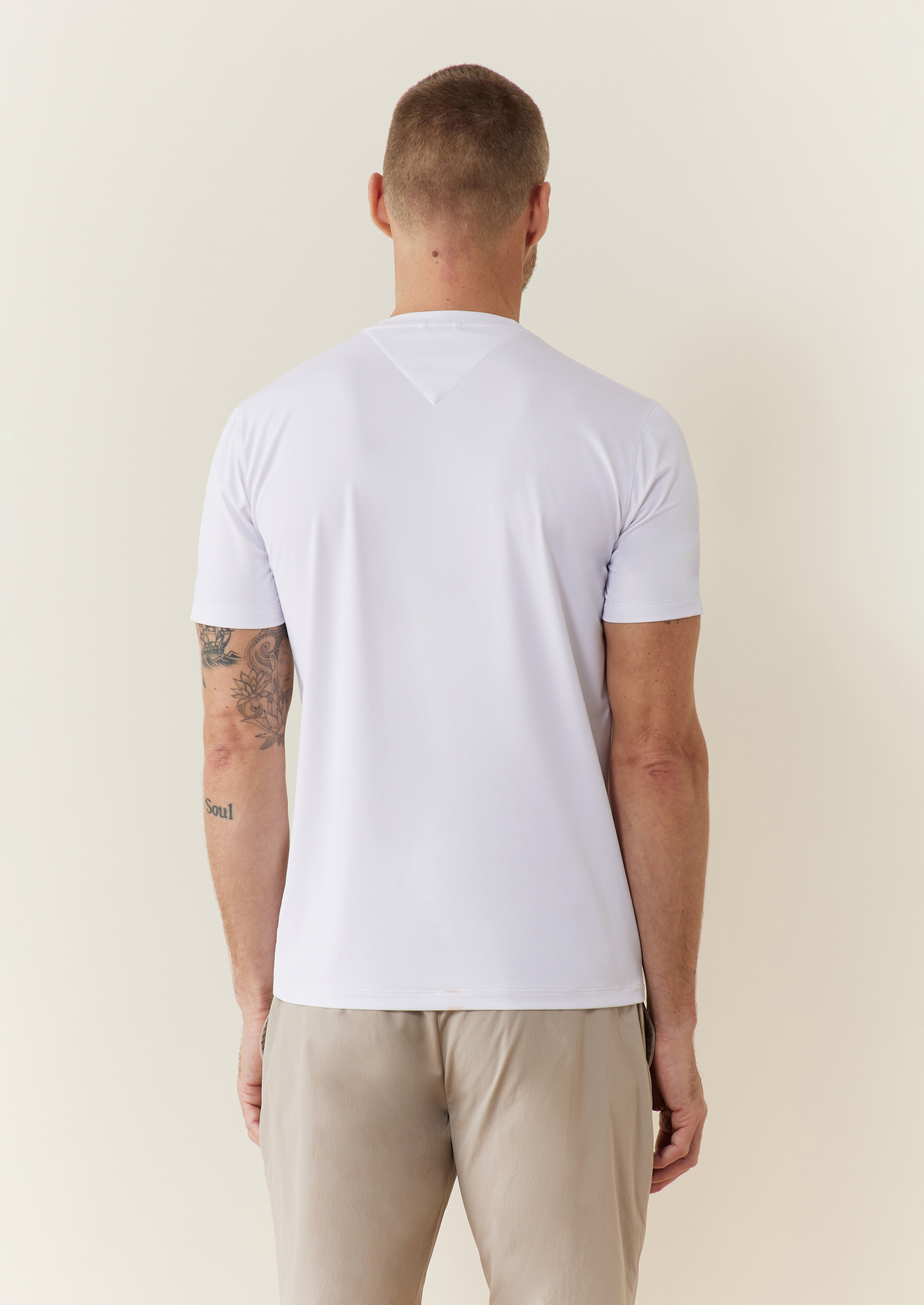 Tee-shirt Talentueux en polyester recyclé stretch col rond uni blanc