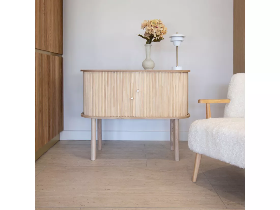 Now's Home - Bahut En Bois De Pin Naturel Avec Deux Portes 95x39x75cm Hector